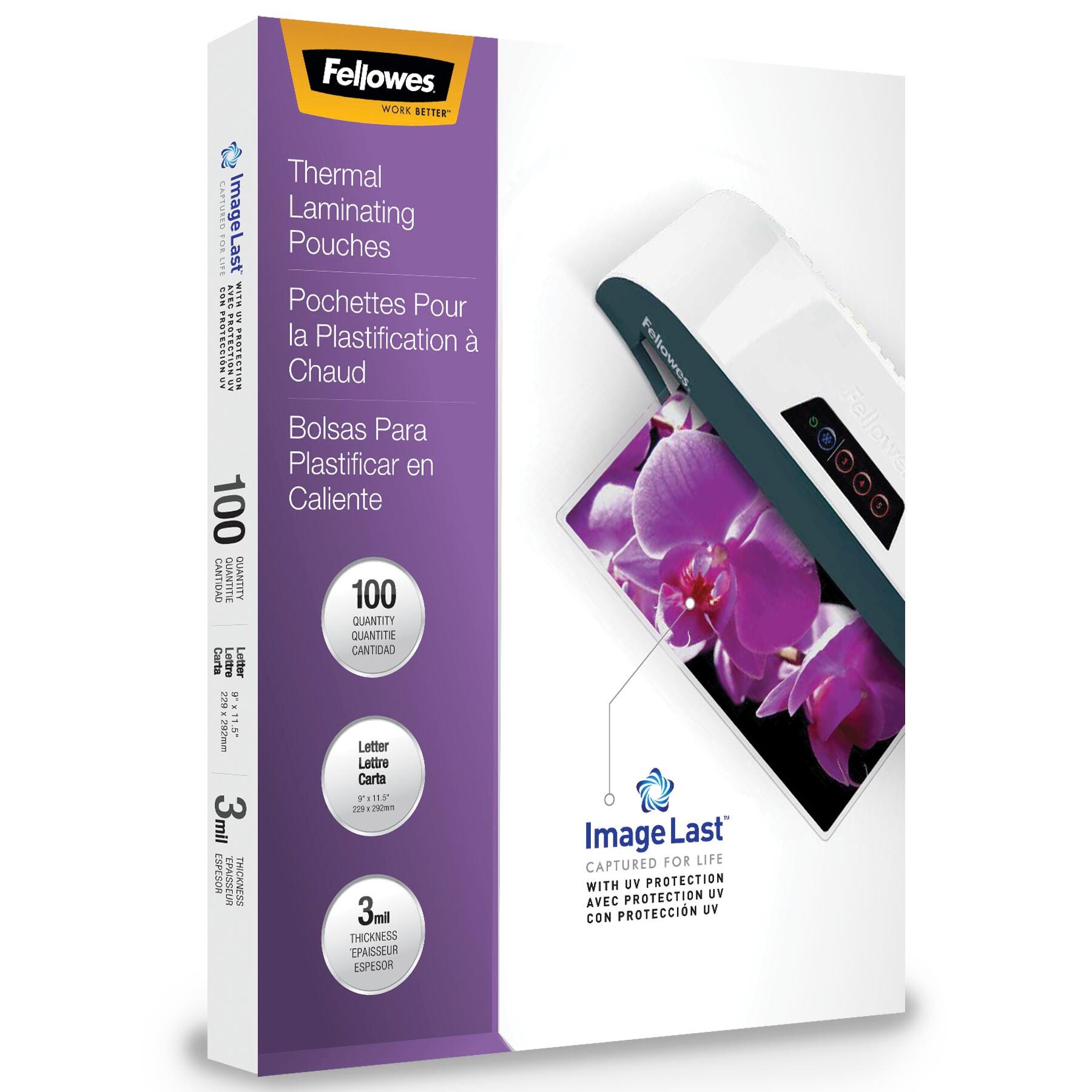 Fellowes Laminating Pouches, 9 x 11-1/2 Inches, 3 mil Thickness, Pack of 100 1499282