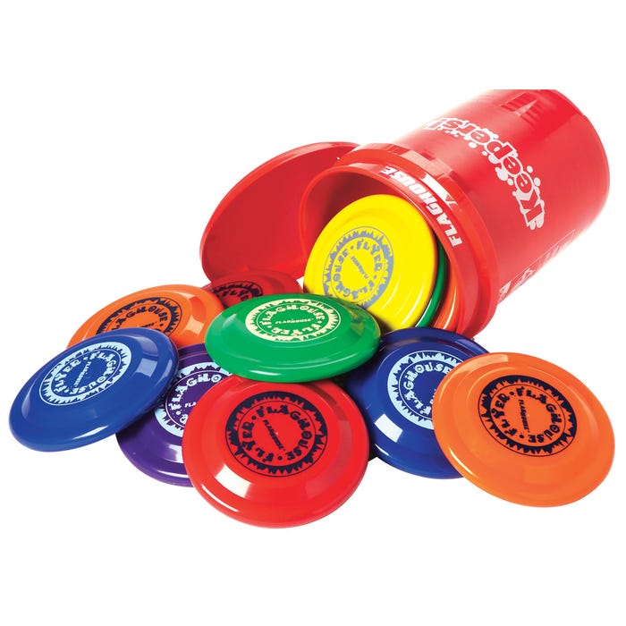 FlagHouse Keepers Flying Discs, Assorted Colors, Set of 36 with Included Pail