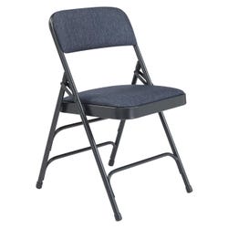 National Public Seating 2300 Premium Folding Chair, Imperial Blue Fabric, Char-Blue Frame, Set of 4, Item Number 2051329