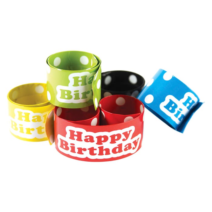 Teacher Created Resources Happy Birthday Slap Bracelets, Polka Dots, Pack of 10
