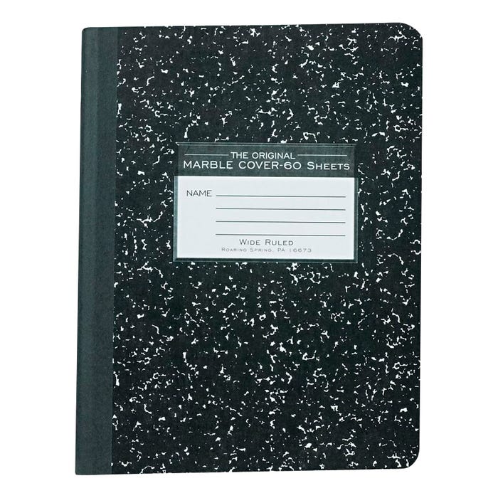 Roaring Spring Composition Book, 9-3/4 x 7-1/2 Inches, Black Marble, Wide Ruled with Margins