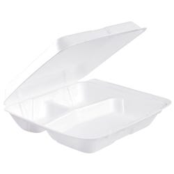 Dart Insulated Food Service Container, 3 Compartments, Polystyrene, Pack of 200, Item Number 2049979