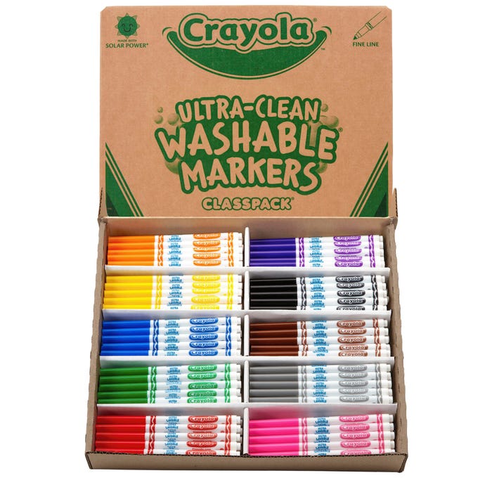 Crayola Washable Marker Classroom Set, Fine Tip, 10 Assorted