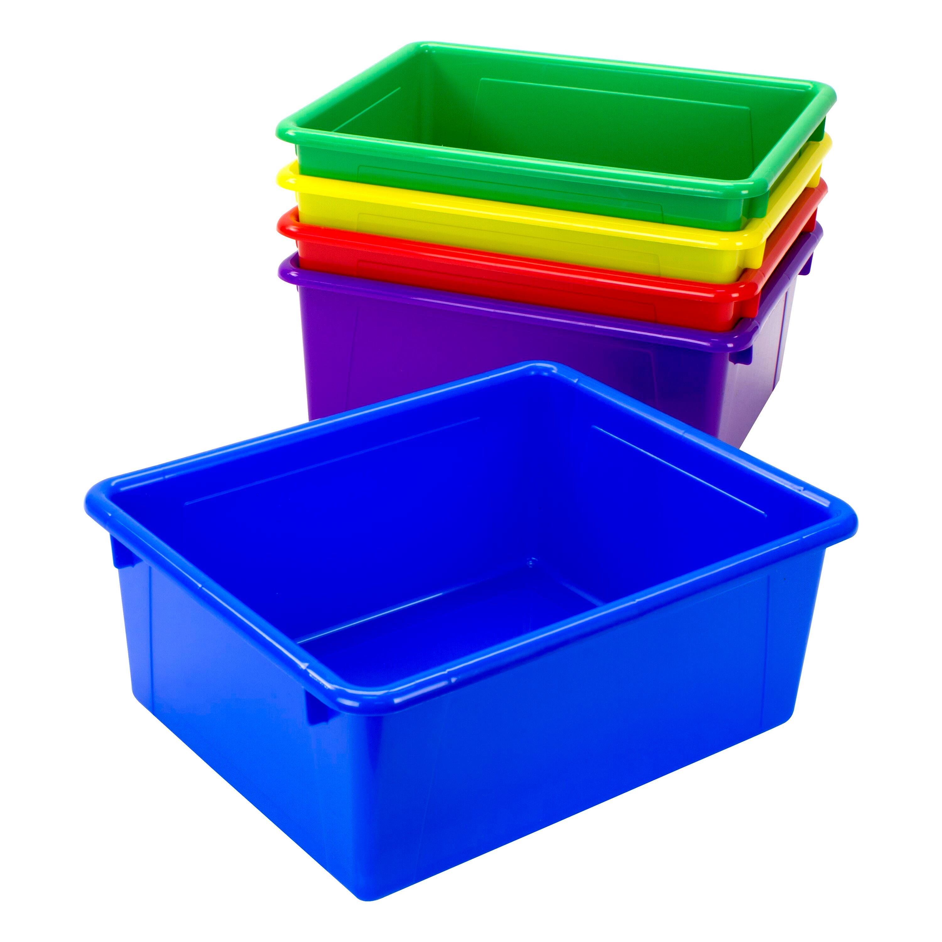 School Smart Deep Storage Bin, 10-3/4 x 13-3/8 x 5-1/4 Inches, Assorted Colors, Pack of 5 2012822