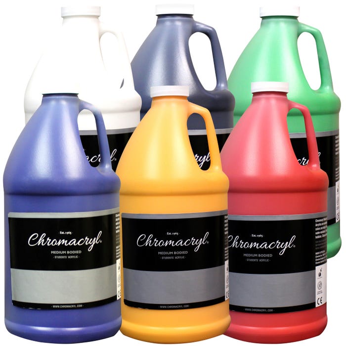 Chromacryl Students' Acrylics, Half Gallons, Assorted Colors, Set of 6