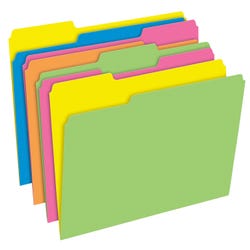 Pendaflex Twisted Glow File Folders, Letter Size, 3 Tab, Assorted Colors, Set of 24