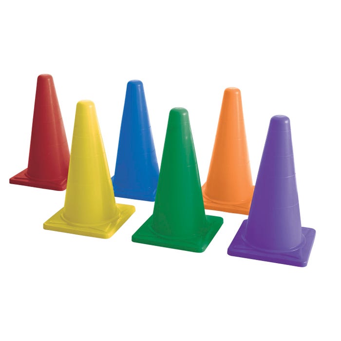 Sportime Light Weight Cones, 20 Inches, Assorted Colors, Set of 6