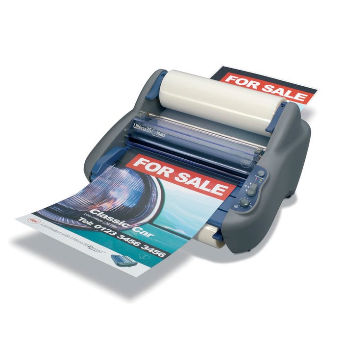 GBC Ultima 35 EZ Load Thermal Laminator, 12 Inch Throat, 10 mil Pouch, Blue/Gray