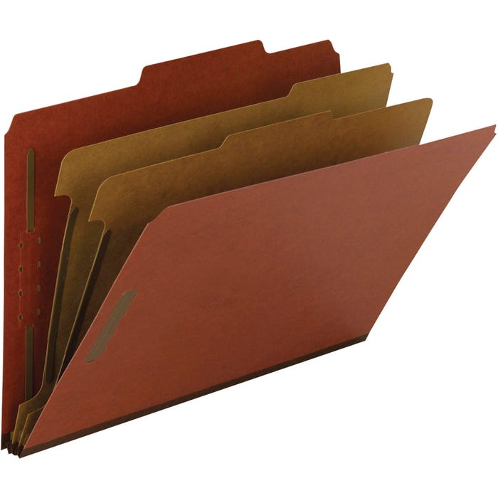 Smead Pressboard Classification Folder, Legal Size, 2 Dividers, Brick Red, Pack of 10