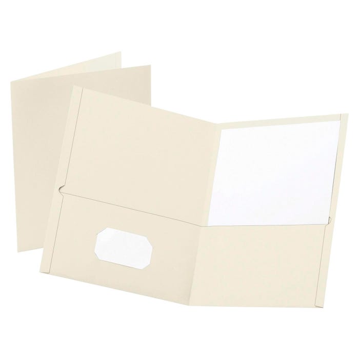 Oxford 2-Pocket Folder, 100 Sheet Capacity, White, Pack of 25
