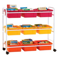 Copernicus Book Browser Cart with Vibrant Warm Tubs, 40-1/2 x 15-3/4 x 36-1/2 Inches, Item Number 2096435