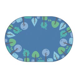 Carpets for Kids KIDSoft Tranquil Trees Carpet, 7 Feet 6 Inches x 12 Feet, Oval, Blue, Item Number 2102595