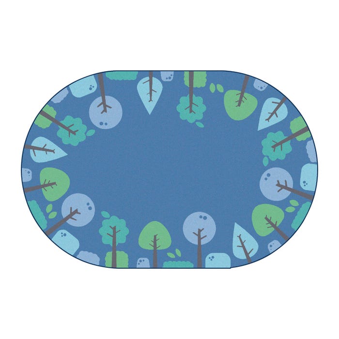 Carpets for Kids KIDSoft Tranquil Trees Carpet, 7 Feet 6 Inches x 12 Feet, Oval, Blue