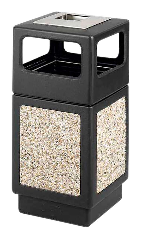 Safco Aggregate Series Side Opening With Urn, 38 Gallon Capacity, 13 x 6 Inch Opening, Tan 2027780