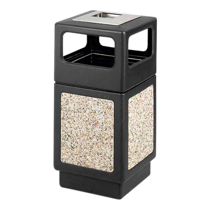 Safco Aggregate Series Side Opening With Urn, 38 Gallon Capacity, 13 x 6 Inch Opening, Tan