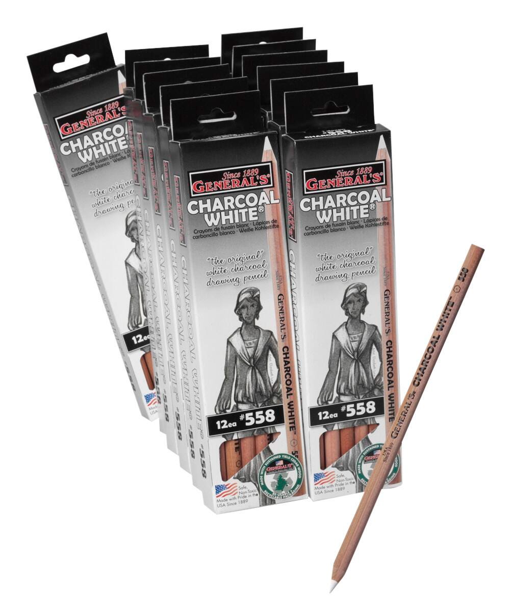 Image for General’S® Getting Started with White Charcoal Pencils - Pkg. of 144 from School Specialty