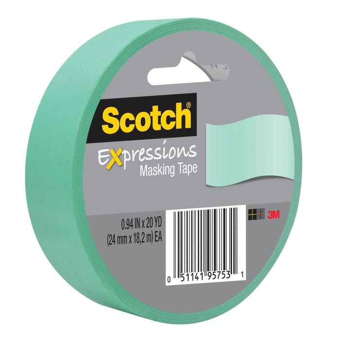 Scotch Expressions Masking Tape, 0.94 Inch x 20 Yards, Mint Green