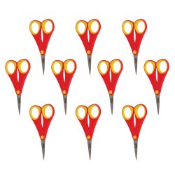 School Smart Student Scissors, 5 1/4 Inch Pointed Tip, Pack of 10