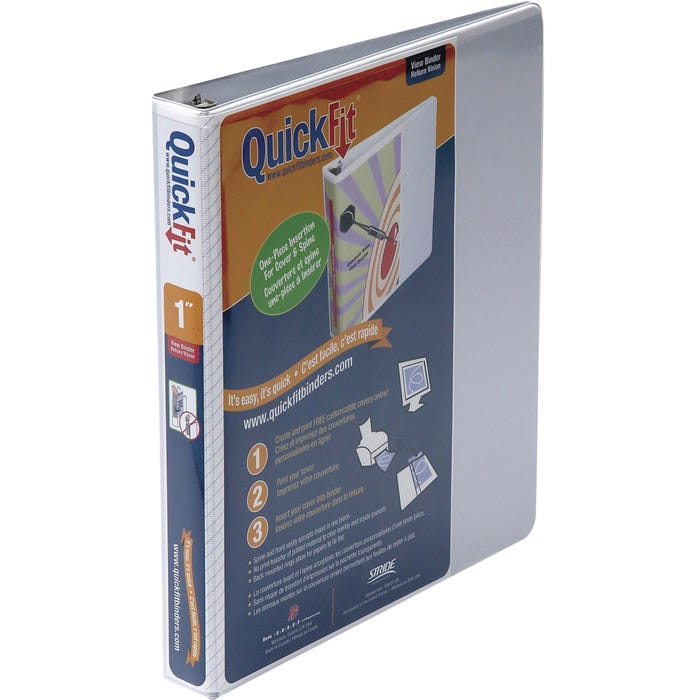Stride QuickFit View Binder, 1 Inch D-Ring, White