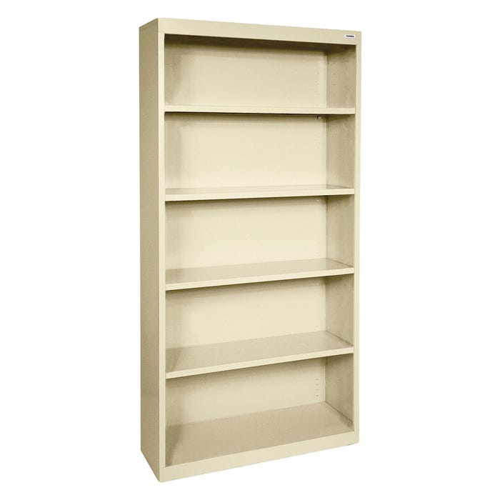 Lorell Fortress Series Putty Steel Bookcase, 5 Shelves, 34-1/2 x 13 x 72 Inches