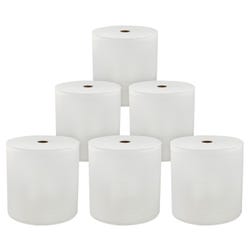 Genuine Joe Solutions Hardwound Paper Towels, Hard Wound Roll Towel, 1-Ply, White, Pack of 6