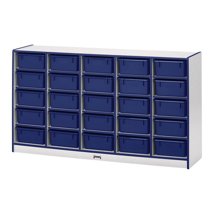 Jonti-Craft Rainbow Accents 25-Cubbie Tray Mobile Storage Unit, 60 x 15 x 35-1/2 Inches