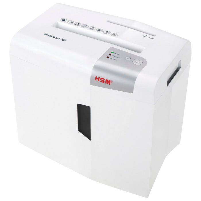 HSM of America Shredstar x8 Cross-Cut Shredder, Anti-Jam, 8 Sheet Capacity, White