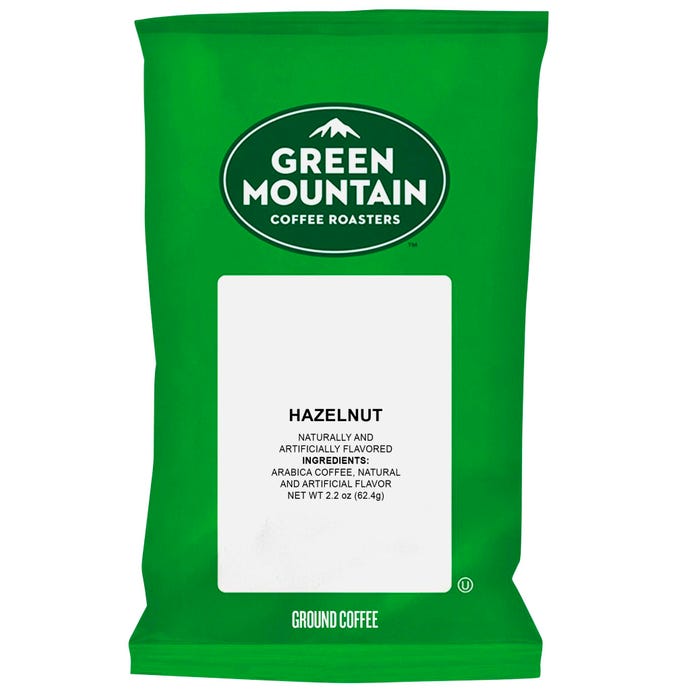 Green Mountain Hazelnut Light Roast Ground Coffee, Fraction Packs, 2.2 oz, 50 Per Carton