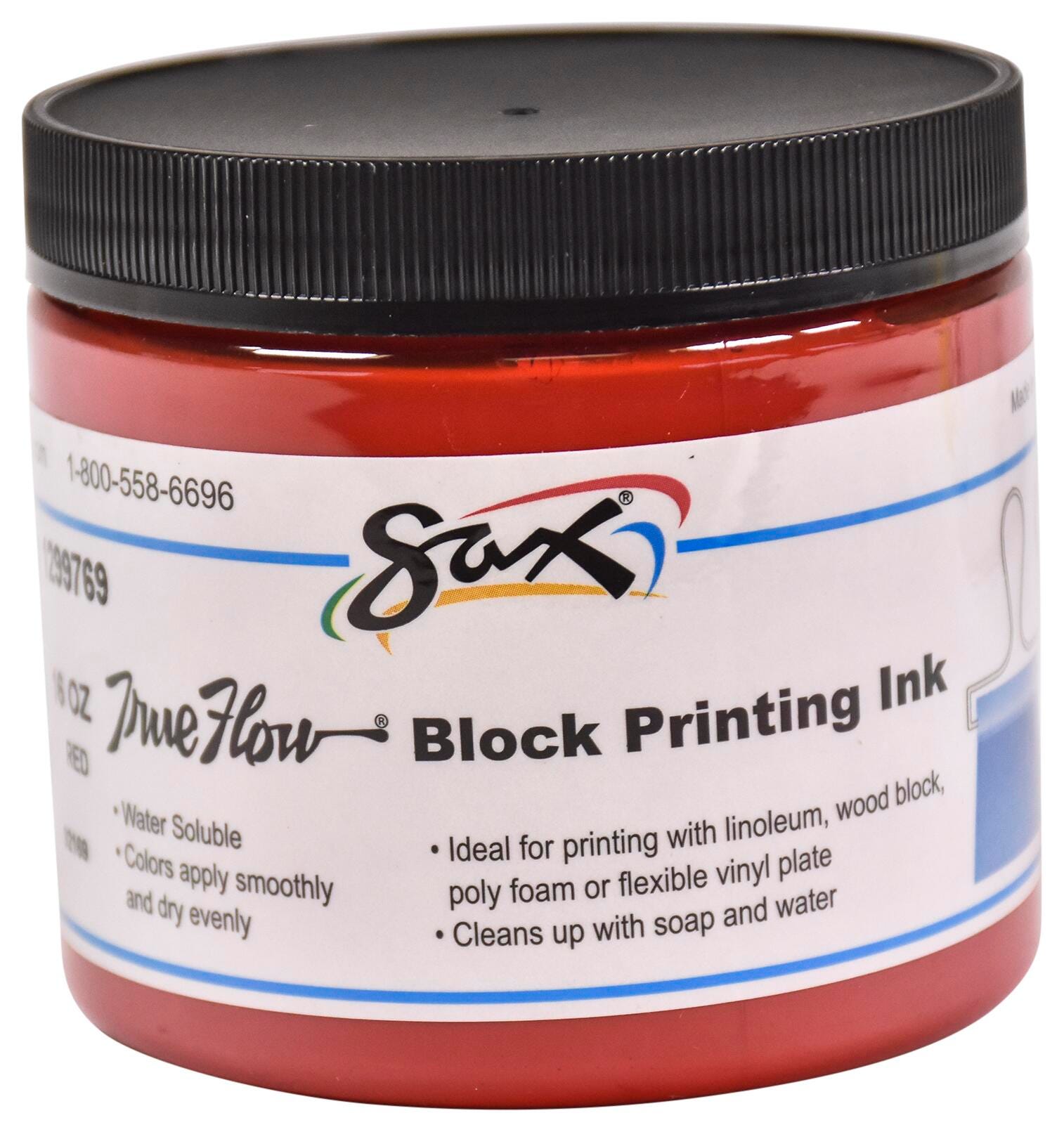 Sax Water Soluble Block Printing Ink, 1 Pint Jar, Primary Red Item Number 1299769