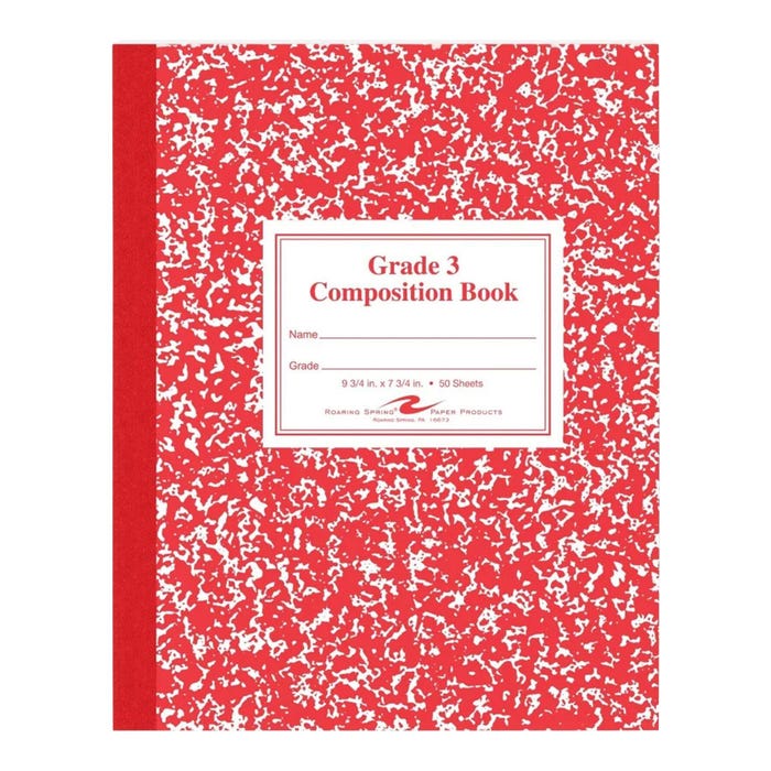 Roaring Spring Primary Composition Book, 9-3/4 x 7-3/4 Inches, 50 Sheets, Red