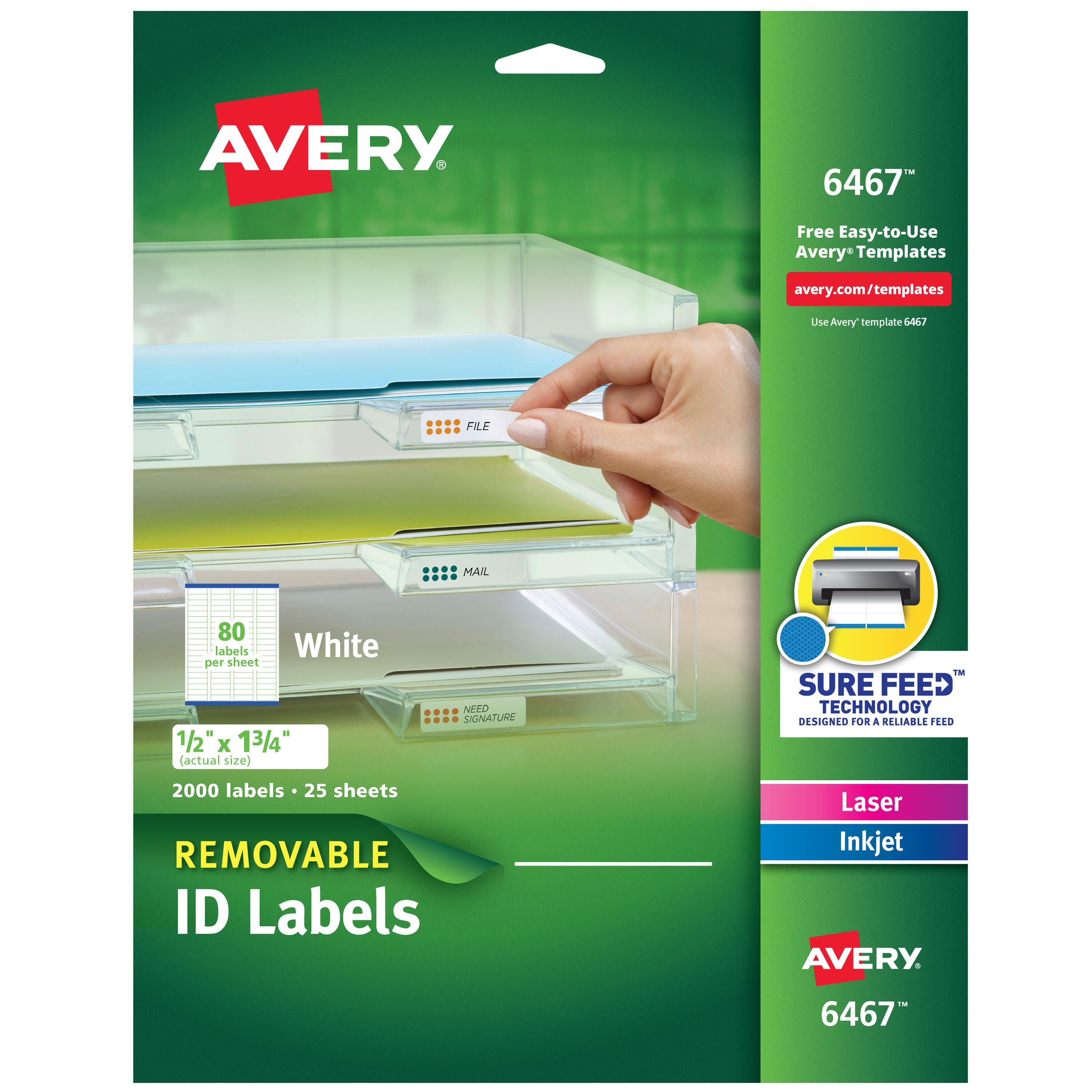 Avery Removable ID Labels, 1/2 x 1-3/4 Inches, Pack of 200 1054707