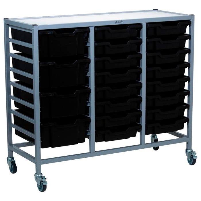 Gratnells Dynamis Treble Cart, 16 Shallow F1 and 4 Deep F2 Trays, 41-1/2 x 16-3/5 x 33-1/2 Inches