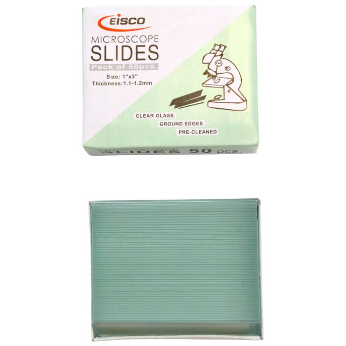 Eisco Labs Glass Microscope Slides, Plain, Pack of 50