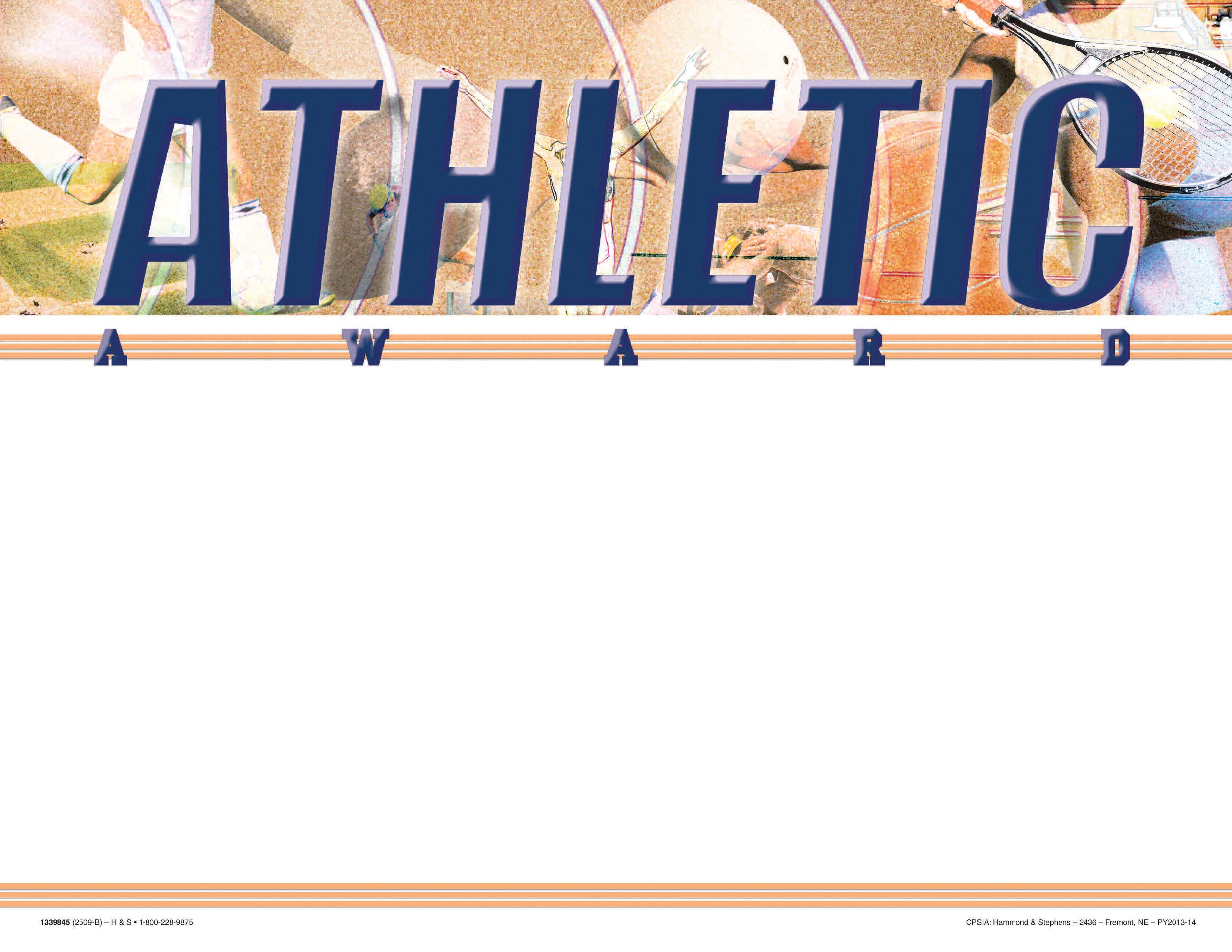 Achieve It! Athletic Recognition Awards, Blank Item, 11 x 8-1/2 Inches, Pack of 25, Item Number 2105098