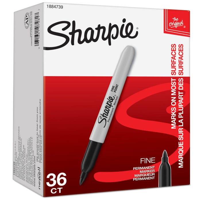 Sharpie Fine Permanent Markers, Black, Pack of 36