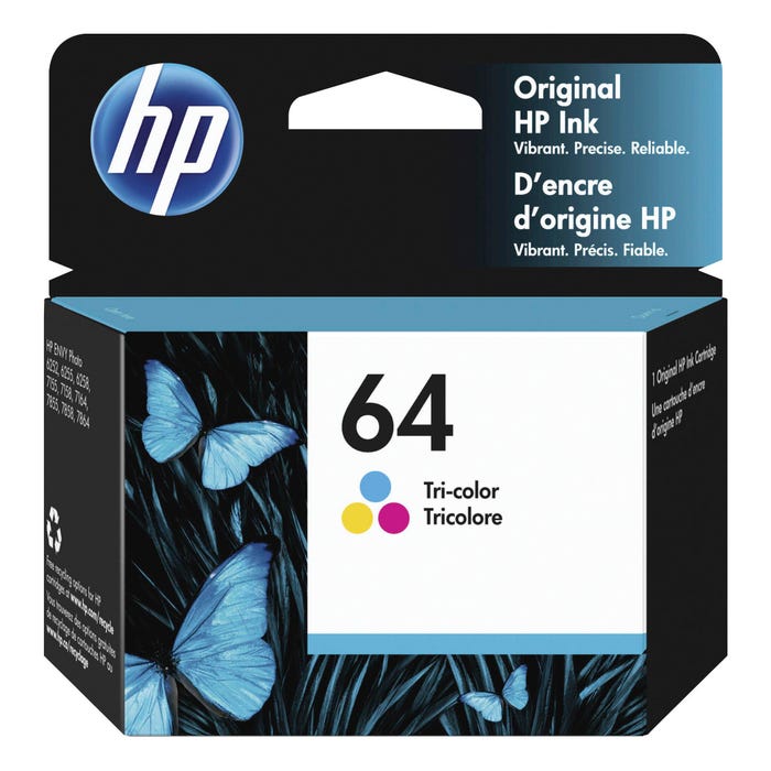 HP 64 Ink Cartridge, N9J89AN, Tri-Color