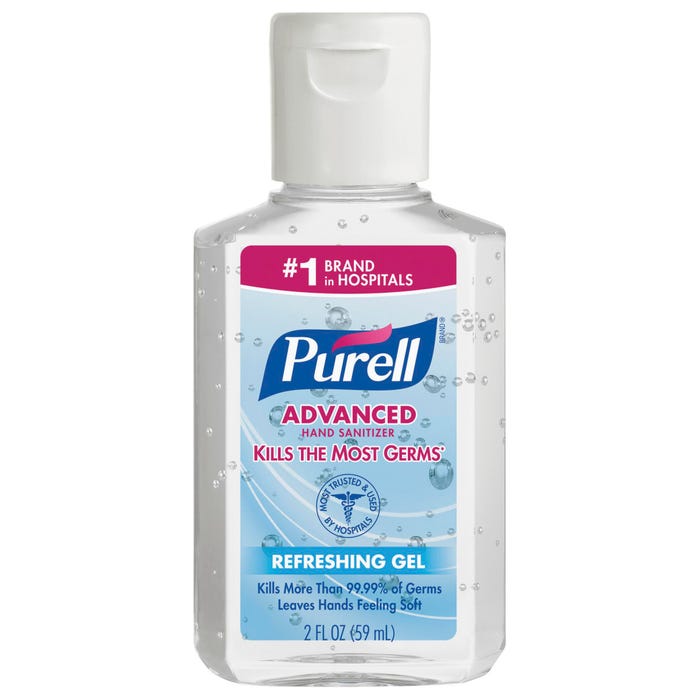 Purell Advanced Gel Hand Sanitizer, 2 Ounce Flip Cap Bottle, Pack of 24