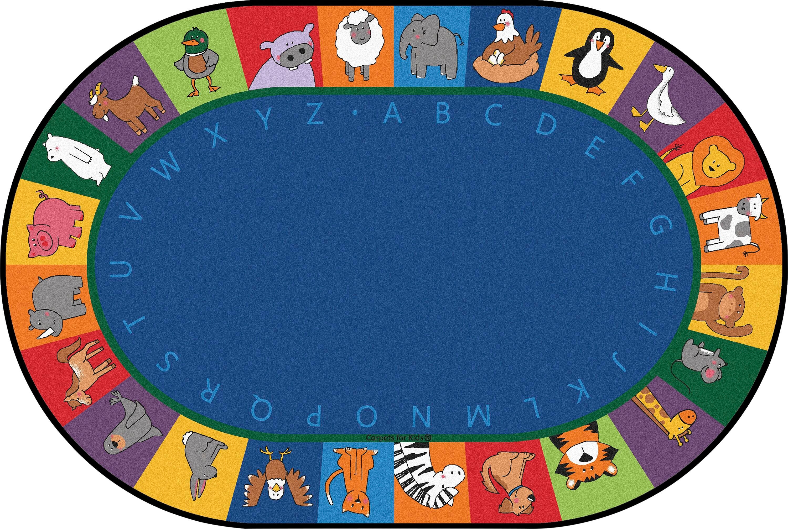Carpets for Kids KID$Value PLUS All The Animals Literacy Seating Carpet, Oval 4002193