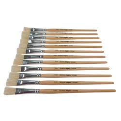 Image for School Smart White Bristle Paint Brushes, Short Handle, 1/2 Inch, Set of 12 from School Specialty