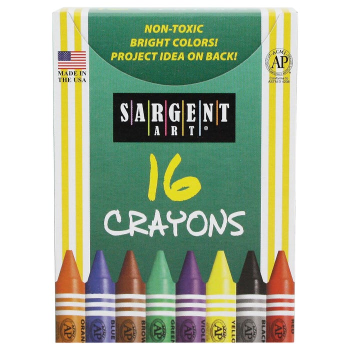 Sargent Art Crayons, Tuck Box, Set of 16