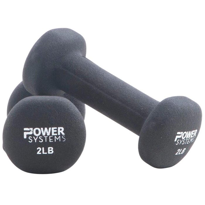 Power Systems Premium Neoprene Dumbbells, 2 Pounds, Black