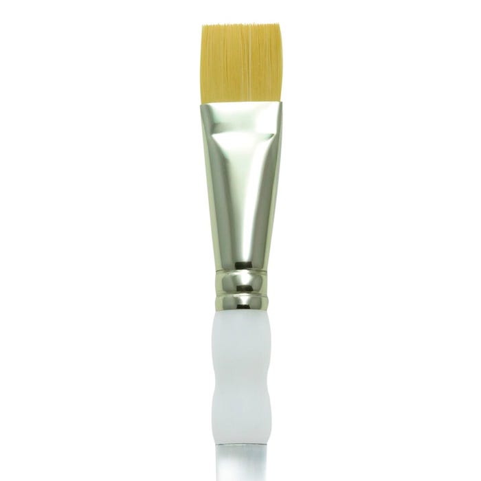 Royal & Langnickel Wash Golden Taklon Brushes, Flat Brush Type, Non-Slip Rubber Grip Acrylic Handle, 3/4 Inches, Pack of 12