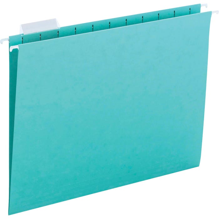 Smead Hanging File Folder, Letter Size, 1/5 Cut Tabs, Aqua, Pack of 25