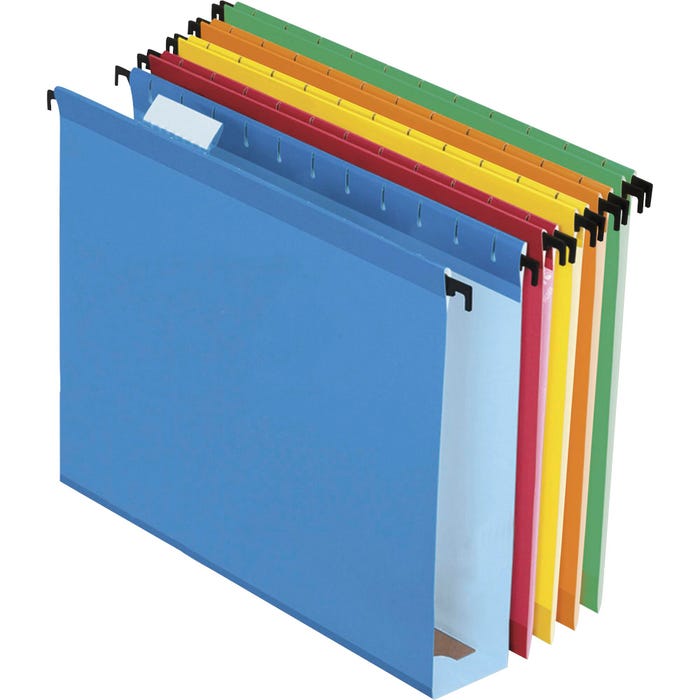 Pendaflex Hanging File Folder, Letter Size, 1/5 Cut Tabs, 2 Inch Expansion, Assorted Colors, Pack of 20