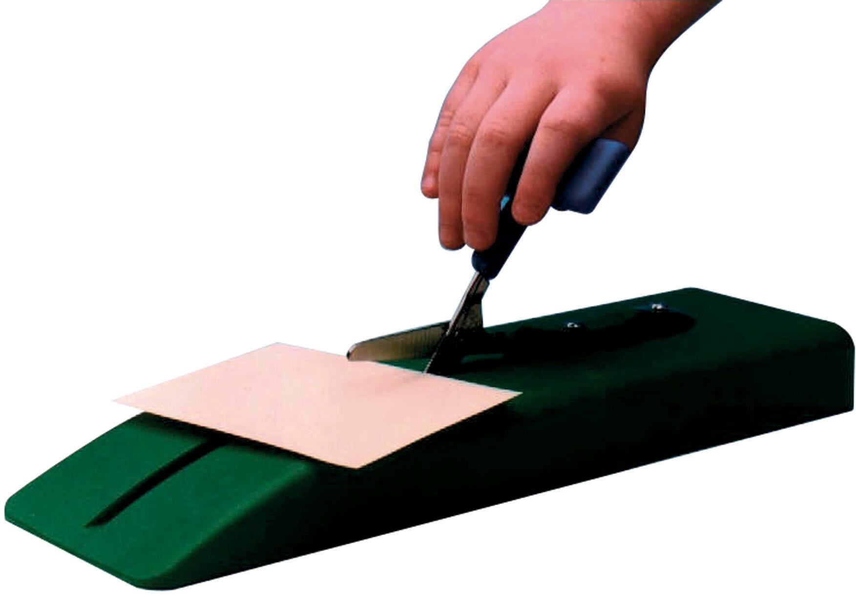 PETA Push Down Table Top Adapted Scissors, 5 Inch, Green/Blue, Item Number 1487812