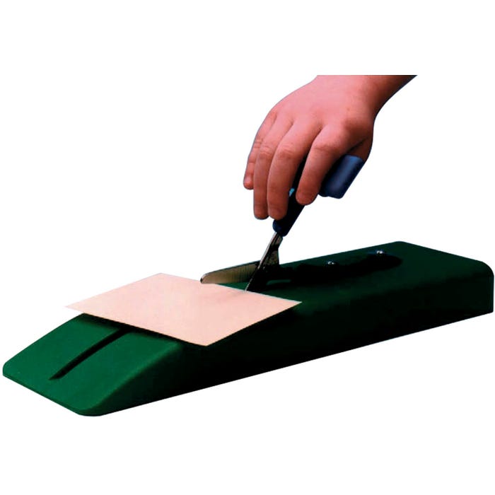 PETA Push Down Table Top Adapted Scissors, 5 Inch, Green/Blue