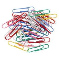 School Smart Metal Vinyl Coated Jumbo Paper Clip, Assorted Color, Pack of 40 023974