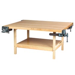 Diversified Woodcrafts 4 Vice Workbench, 64 x 54 x 31-1/4 Inches, Maple, Item Number 561269