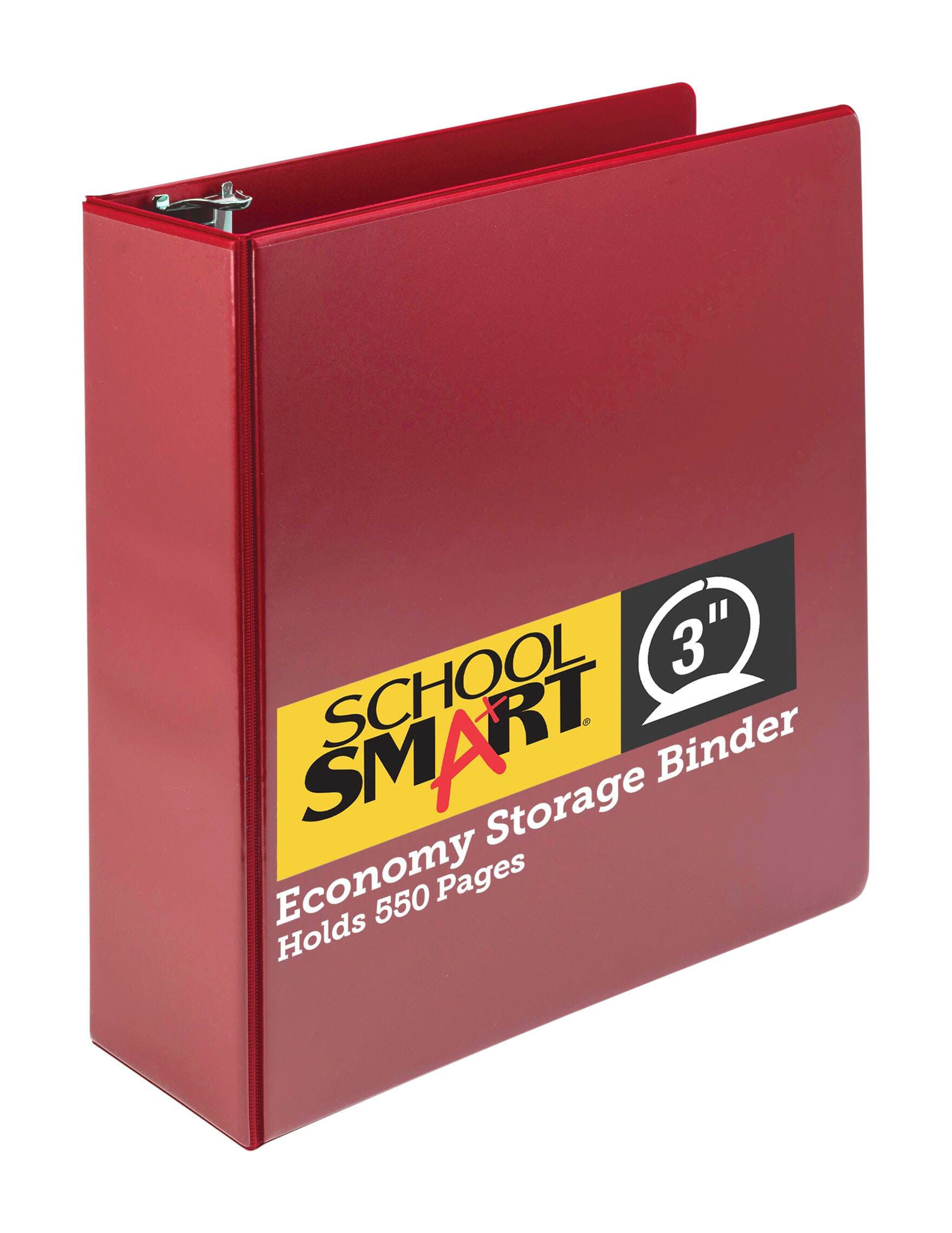 School Smart Round Ring Binder, Polypropylene, 3 Inches, Red 086379