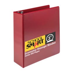 Image for School Smart Round Ring Binder, Polypropylene, 3 Inches, Red from School Specialty